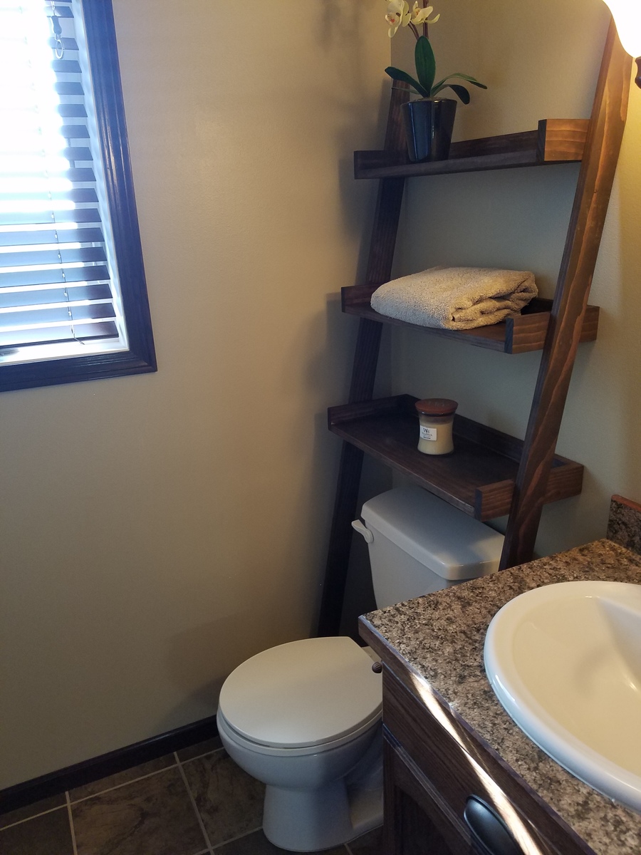 Leaning Bathroom Ladder Over Toilet Shelf Ana White